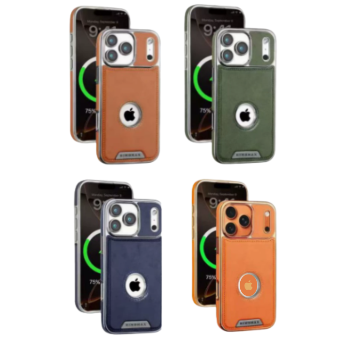 Husa iPhone 17 Pro, Business PU Leather MagSafe Plating Soft Frame Shockproof, Brown [3]
