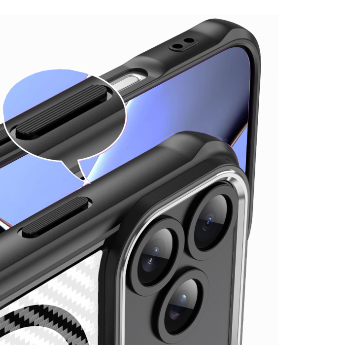 Husă iPhone 17 Pro, Defender Carbon MagSafe, Protecție Anti-Șoc, Black [5]