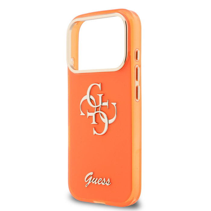 Husa iPhone 17 Pro Max, Guess IML 4G Script Metal Logo, Orange [5]