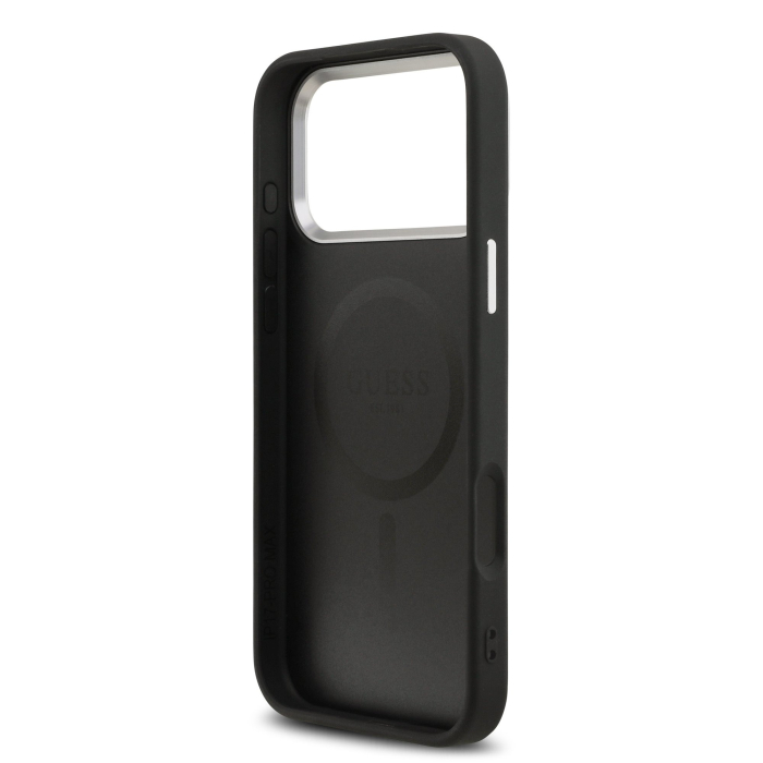 Husa iPhone 17 Pro Guess PU Leather Triangle Logo MagSafe, Black [4]