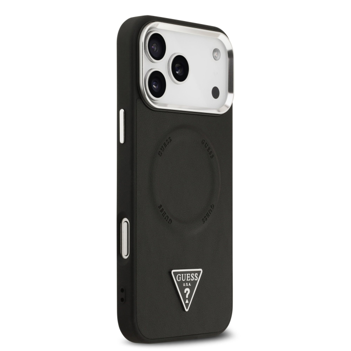 Husa iPhone 17 Pro Guess PU Leather Triangle Logo MagSafe, Black [6]