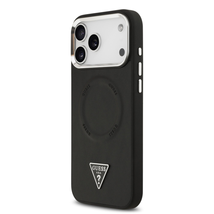 Husa iPhone 17 Pro Guess PU Leather Triangle Logo MagSafe, Black [5]