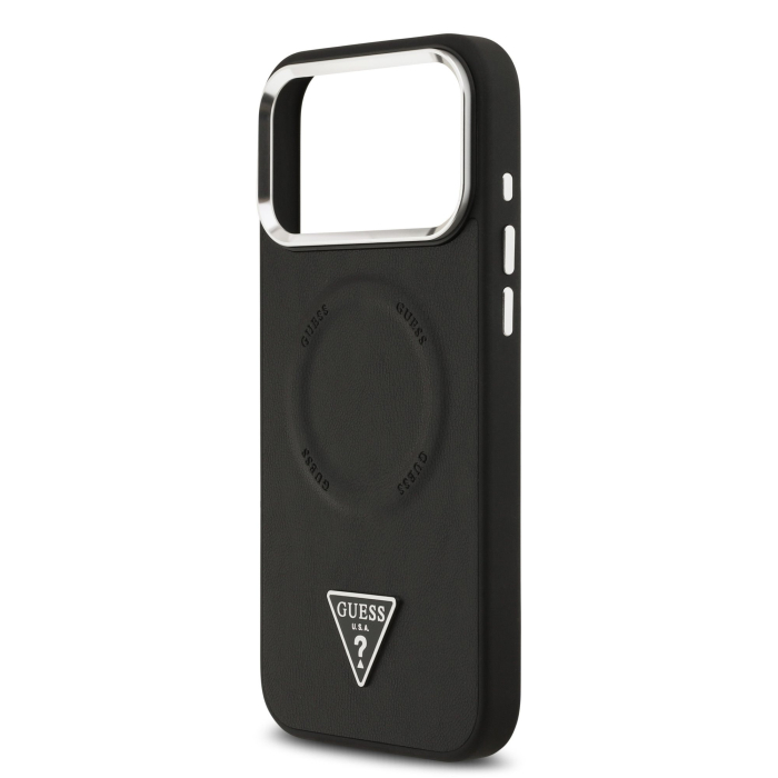 Husa iPhone 17 Pro Guess PU Leather Triangle Logo MagSafe, Black [3]
