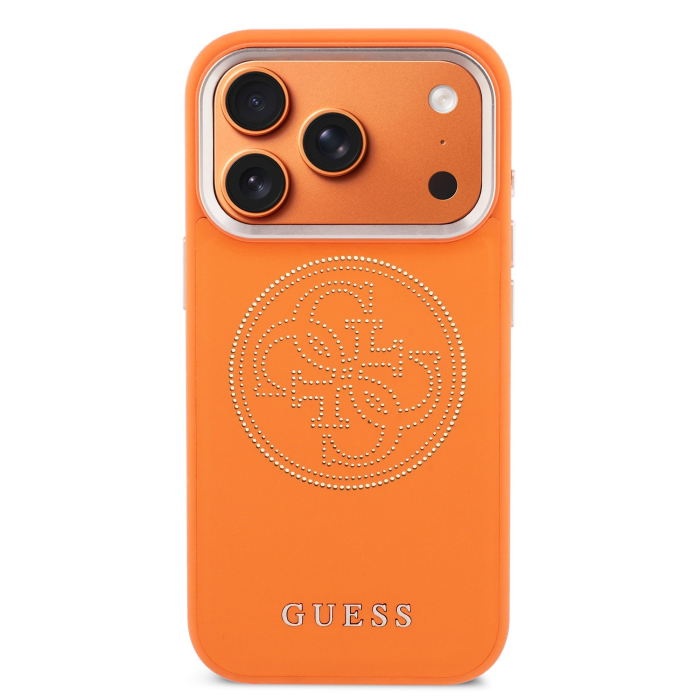 Husa iPhone 17 Pro Max, Guess PU Perforated 4G Logo MagSafe, Orange [2]