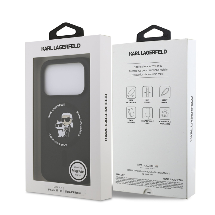 Husa iPhone 17 Pro Max, Karl Lagerfeld Liquid Silicone Karl and Choupette MagSafe, Black [7]