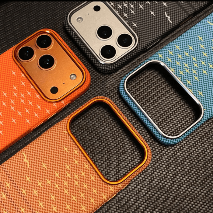 Husa iPhone 17 Pro Max, Luxury, Hard PC MagSafe, Look Carbon Fiber Pattern, Shockproof, Black [4]