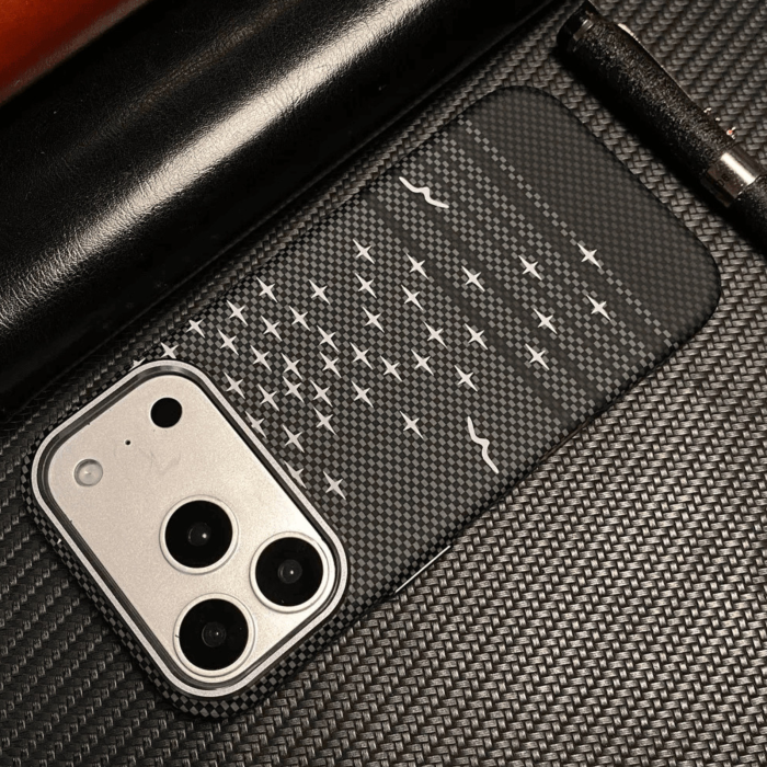 Husa iPhone 17 Pro, Luxury, Hard PC MagSafe, Look Carbon Fiber Pattern, Shockproof, Black [2]
