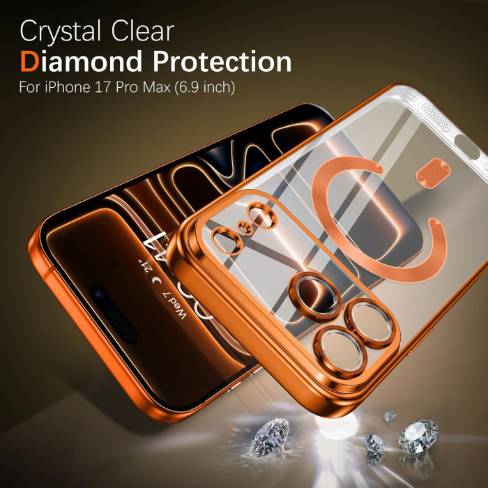 Husa iPhone 17 Pro, Luxury MagSafe Anti-Shock cu Protectie Lentile Camera, Cosmic Orange [7]