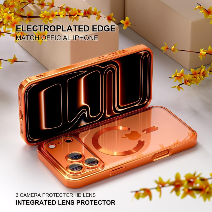 Husa iPhone 17 Pro, Luxury MagSafe Anti-Shock cu Protectie Lentile Camera, Cosmic Orange [3]