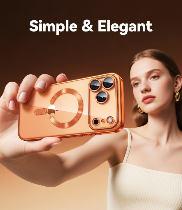Husa iPhone 17 Pro Max, Luxury MagSafe Anti-Shock cu Protectie Lentile Camera, Cosmic Orange [10]