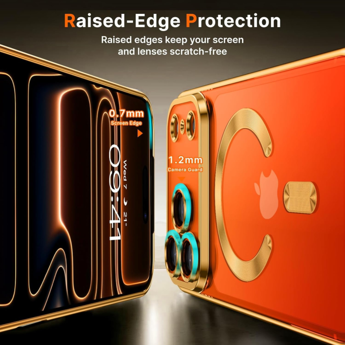 Husa iPhone 17 Pro, Luxury MagSafe cu Protectie Lentile Camera si Anti-Shock, Gold [6]