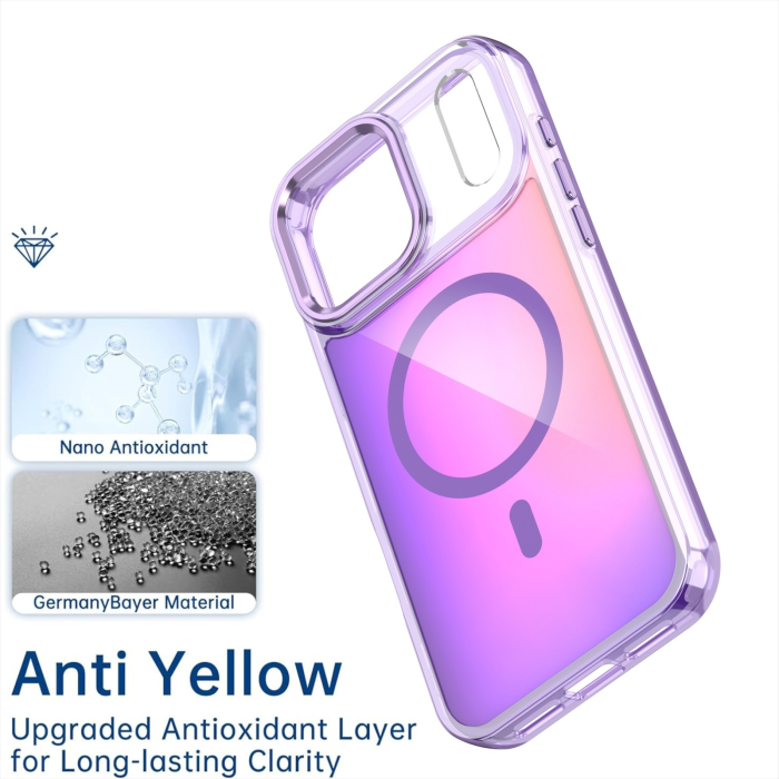 Husa iPhone 17 Pro/ 18 Pro, Hard PC MagSafe, ShockProof, Colorful Gradient, Purple [4]