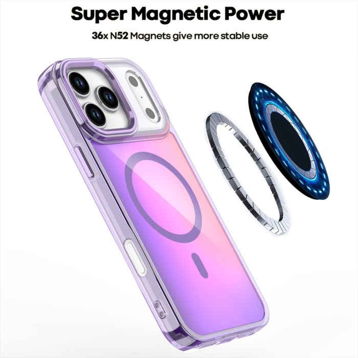 Husa iPhone 17 Pro/ 18 Pro, Hard PC MagSafe, ShockProof, Colorful Gradient, Purple [5]