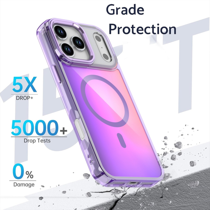 Husa iPhone 17 Pro/ 18 Pro, Hard PC MagSafe, ShockProof, Colorful Gradient, Purple [3]
