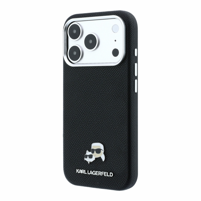 Husa iPhone 17 Pro Max/ 18 Pro Max, Karl Lagerfeld PU Grained Semi Wrap K&CH Heads Magsafe Black [3]