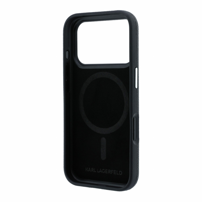 Husa iPhone 17 Pro Max/ 18 Pro Max, Karl Lagerfeld PU Grained Semi Wrap K&CH Heads Magsafe Black [6]