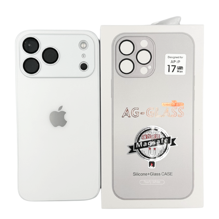 Husa iPhone 17 Pro Max, AG Glass MagSafe, Sticla si Silicon cu Protectie Lentile Camera, Alb Perlat - Mat [5]