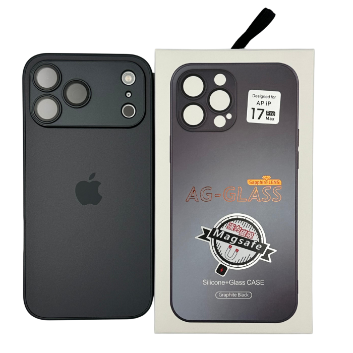 Husa iPhone 17 Pro Max, AG Glass MagSafe, Sticla si Silicon cu Protectie Lentile Camera, Negru Grafit - Mat [8]