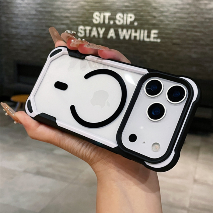 Husa iPhone 17 Pro Max, Bumper MagSafe Shockproof, Black-White [4]