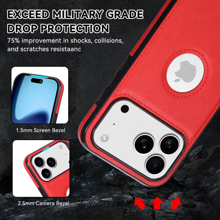 Husa iPhone 16E/ 17E, Business din Piele, Red [5]