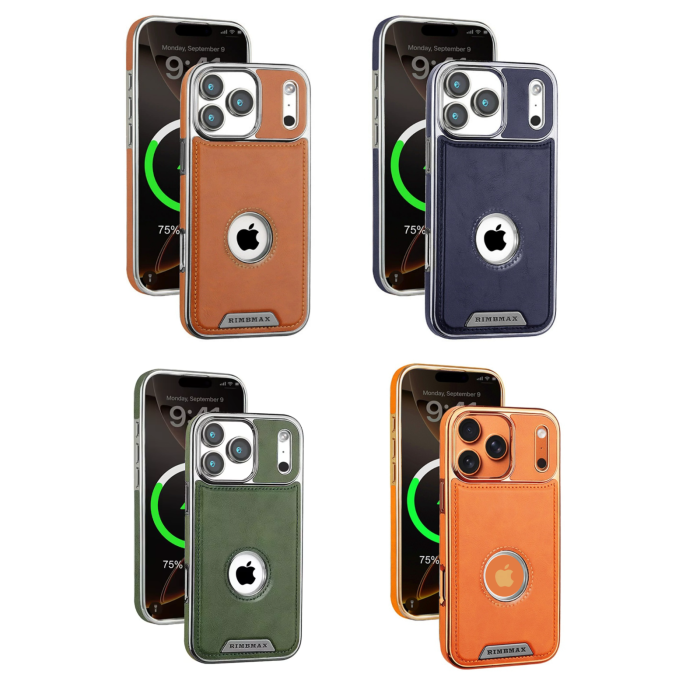 Husa iPhone 17 Pro, Business PU Leather MagSafe Plating Soft Frame Shockproof, Deep Blue [4]