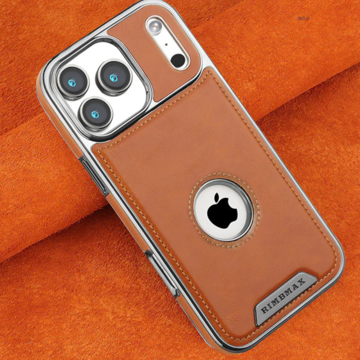 Husa iPhone 17 Pro Max, Business PU Leather MagSafe Plating Soft Frame Shockproof, Brown [2]