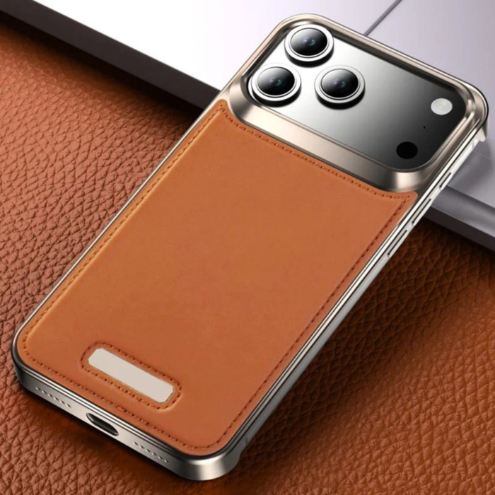 Husa iPhone 17 Pro Max, Dur Aluminiu si Piele cu MagSafe, Brown [2]