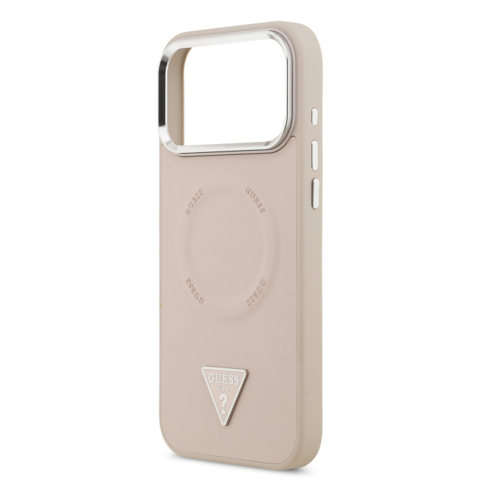 Husa iPhone 17 Pro, Guess PU Leather Triangle Logo MagSafe, Pink [6]