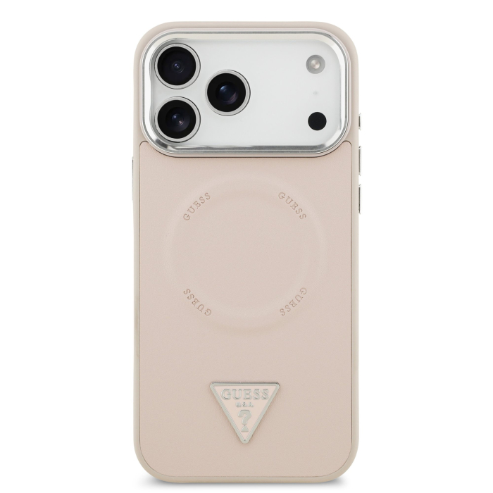 Husa iPhone 17 Pro, Guess PU Leather Triangle Logo MagSafe, Pink [2]