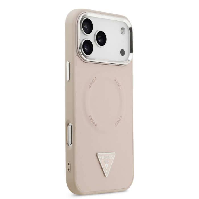 Husa iPhone 17 Pro Max, Guess PU Leather Triangle Logo MagSafe, Pink [4]
