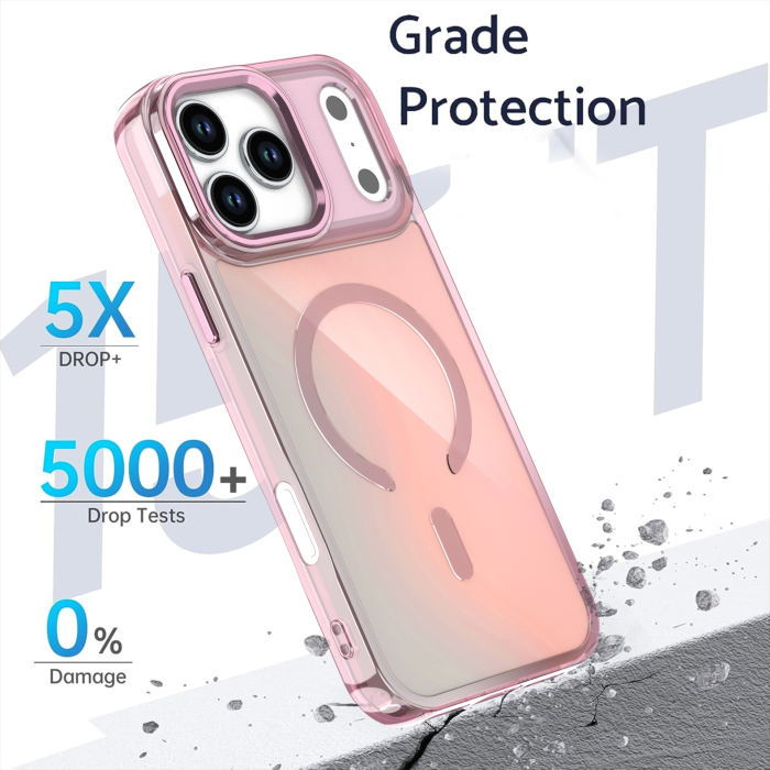 Husa iPhone 17 Pro Max, Hard PC MagSafe, ShockProof, Colorful Gradient, Pink [3]