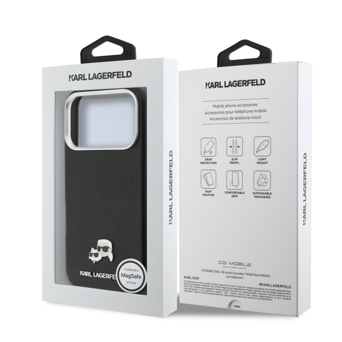 Husa iPhone 17 Pro Max, Karl Lagerfeld PU Karl and Choupette Heads Pins MagSafe, Black [7]