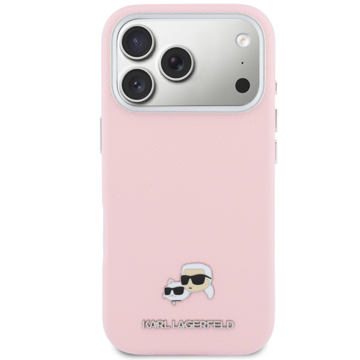 Husa iPhone 17 Pro, Karl Lagerfeld PU Karl and Choupette Heads Pins MagSafe, Pink [2]