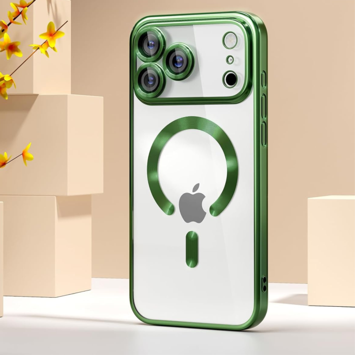 Husa iPhone 17 Pro Max, Luxury MagSafe Anti-Shock cu Protectie Lentile Camera, Verde [4]