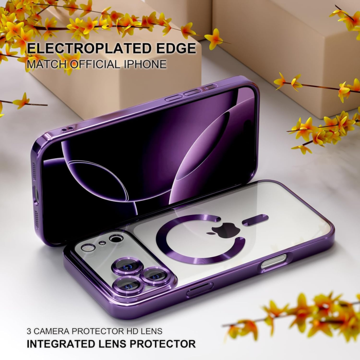 Husa iPhone 17 Pro Max, Luxury MagSafe cu Protectie Lentile Camera si Anti-Shock, Deep Purple [10]