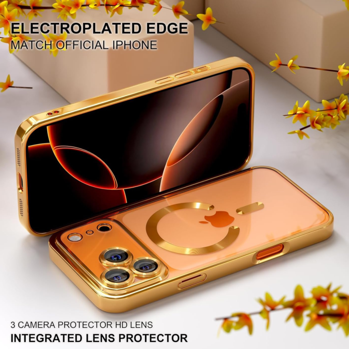 Husa iPhone 17 Pro Max, Luxury MagSafe cu Protectie Lentile Camera si Anti-Shock, Gold [3]