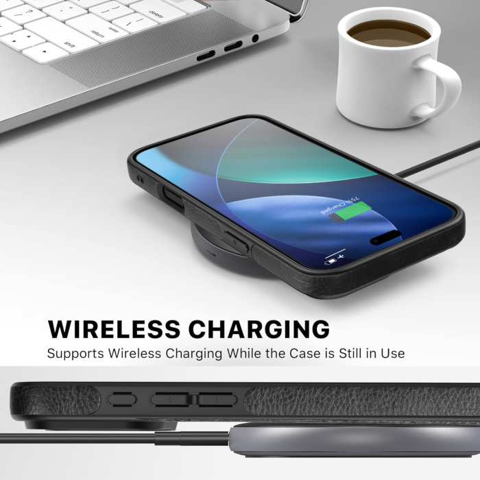 Husă iPhone 17 Pro, Premium Leather Business, Protecție Șocuri - Aderență și Anti-Amprente, Black [6]