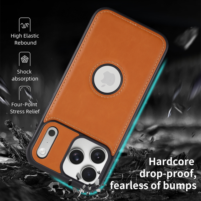 Husa iPhone 17 Pro Max, Premium Leather Business, Protecție Șocuri - Aderență și Anti-Amprente, Orange - Brown [4]
