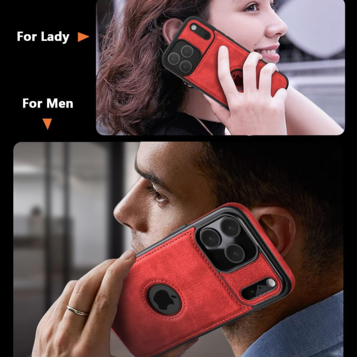 Husă iPhone 17 Pro, Premium Leather Business, Protecție Șocuri - Aderență și Anti-Amprente, Red [2]