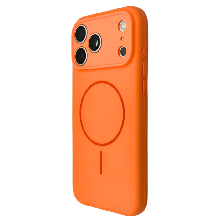 Husa iPhone 17 Pro Max, Silicon cu Protectie Camera, Microfibra la Interior si MagSafe, Orange [3]