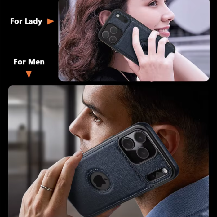 Husă iPhone 17 Pro, Premium Leather Business, Protecție Șocuri - Aderență și Anti-Amprente, Blue [2]