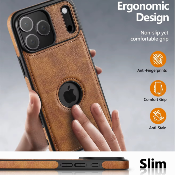 Husă iPhone 17 Pro Max, Premium Leather Business, Protecție Șocuri - Aderență și Anti-Amprente, Brown [3]