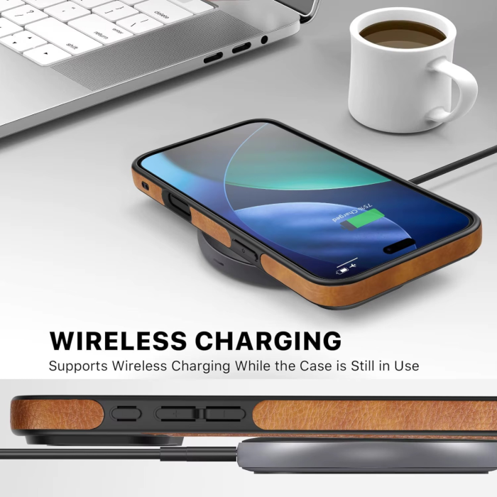 Husă iPhone 17 Pro Max, Premium Leather Business, Protecție Șocuri - Aderență și Anti-Amprente, Brown [6]