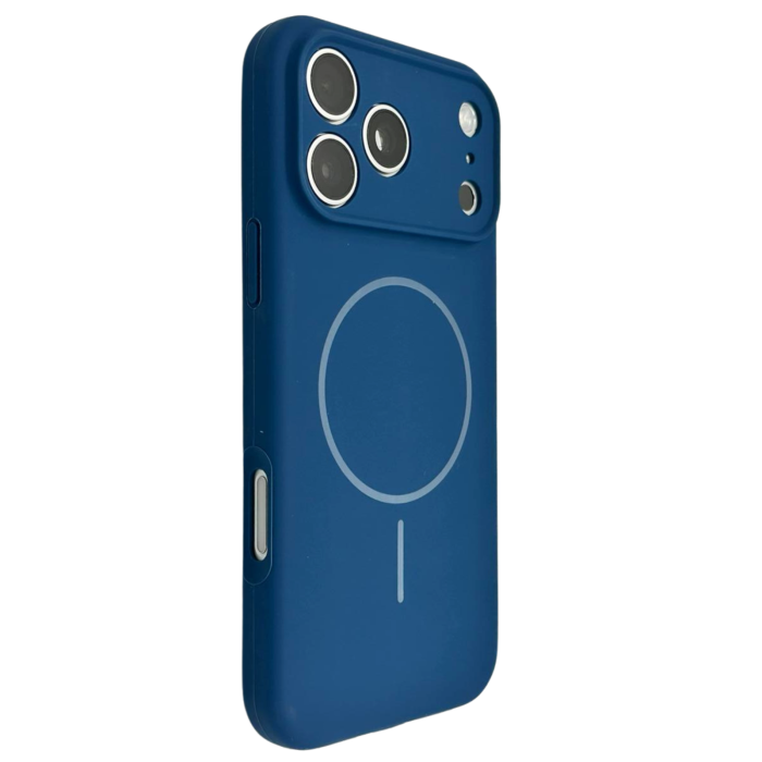 Husa iPhone 17 Pro Max, Silicon cu Protectie Camera, Microfibra la Interior si MagSafe, Albastra [2]