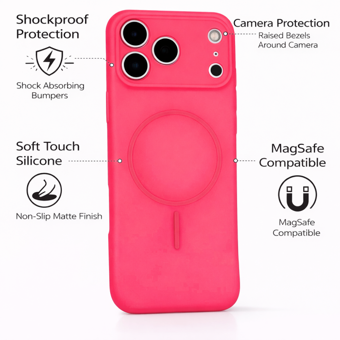 Husa iPhone 17 Pro, Silicon cu Protectie Camera, Microfibra la Interior si MagSafe, Dragon Fruit [5]