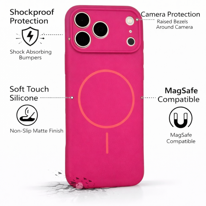 Husa iPhone 17 Pro, Silicon cu Protectie Camera, Microfibra la Interior si MagSafe, Purple [5]