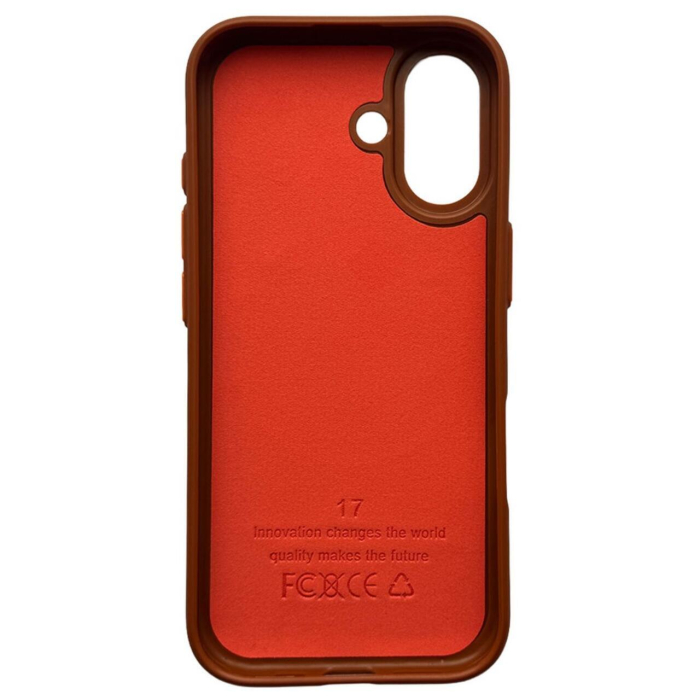 Husa iPhone 17, Silicon Texturat cu Protectie Interioara din Piele si MagSafe, Orange-Brown [2]