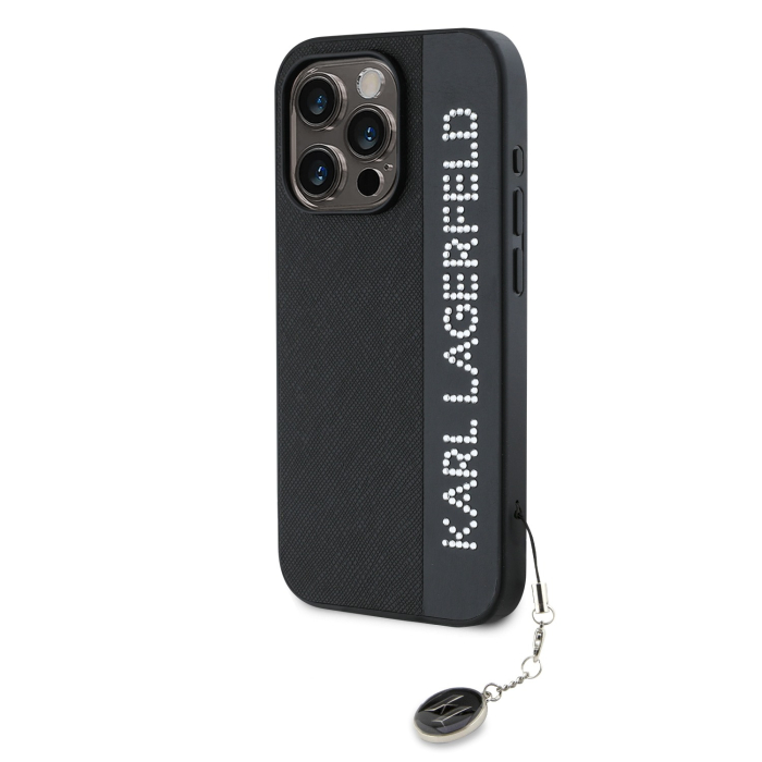 Husa Karl Lagerfeld PU Saffiano Rhinestone Charm pentru iPhone 15 Pro Max, Black [3]