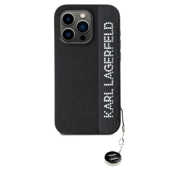 Husa Karl Lagerfeld PU Saffiano Rhinestone Charm pentru iPhone 15 Pro Max, Black [2]