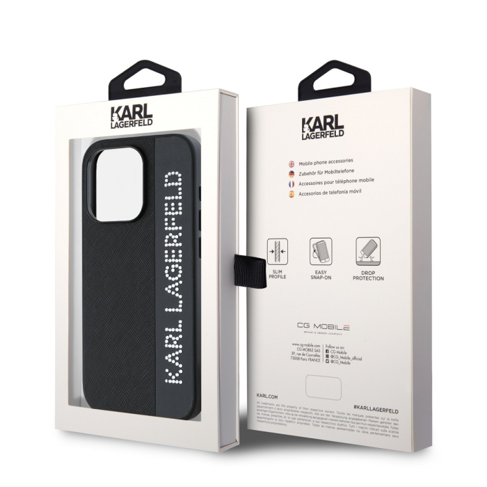 Husa Karl Lagerfeld PU Saffiano Rhinestone Charm pentru iPhone 15 Pro Max, Black [6]